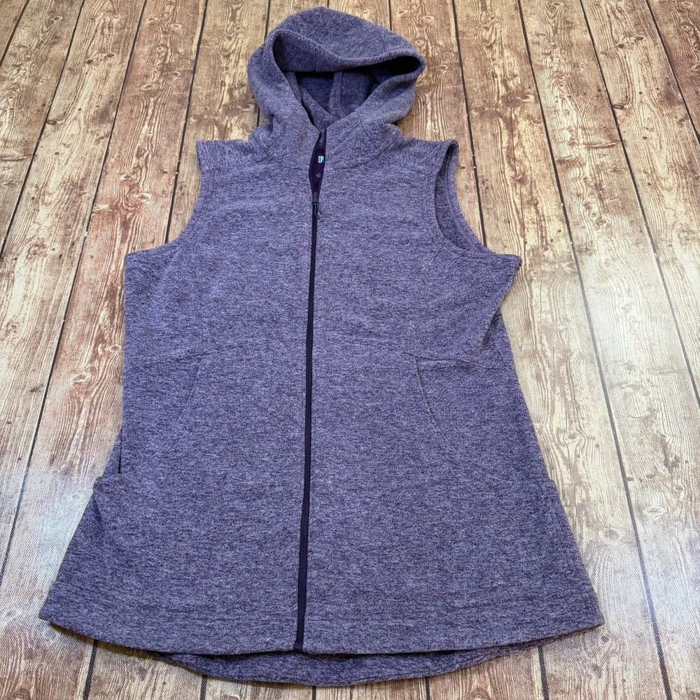 Duluth Trading Co Full Zip Hooded Vest Womens Small Purple Heathered Fleece